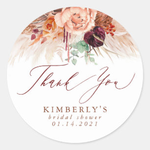 Adesivo Terracota Floral Grama de Pampas Obrigado