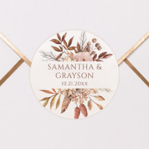 Terracota Flores Rust Boho Folhagem Outono Casamen