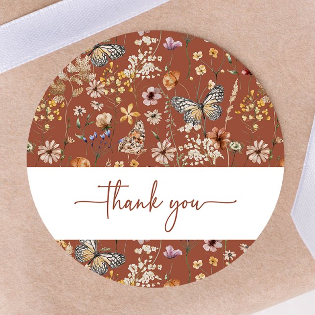 Adesivo Terracotta Boho Selvagem Chá de fraldas (Terracotta Boho Wildflower Baby Shower Sticker by Painted Paperie
)