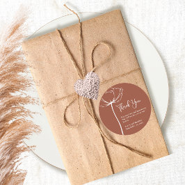 Adesivo Terracotta Bold Simple Floral Casamento Obrigado