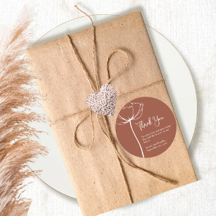 Adesivo Terracotta Bold Simple Floral Casamento Obrigado