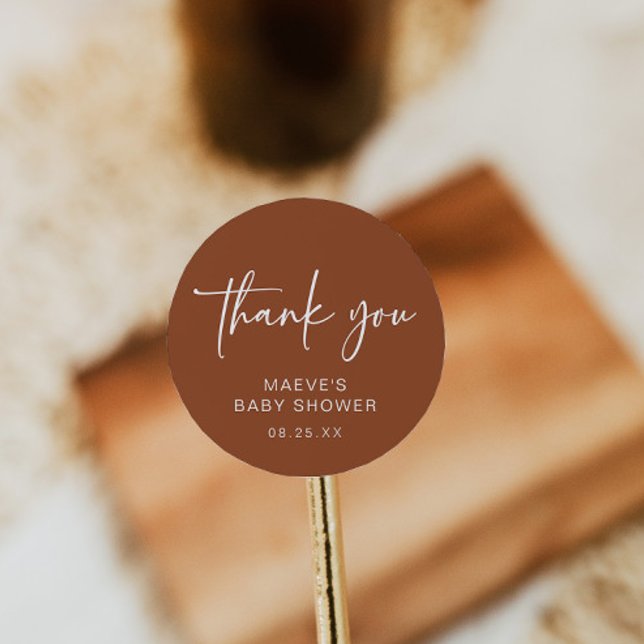 Adesivo Terracotta Chá de fraldas Round Sticker Moderno Si (Criador carregado)