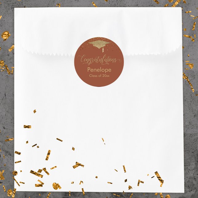 Adesivo Terracotta de Graduação Confetti (Criador carregado)