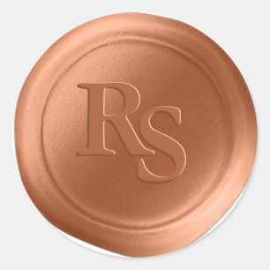 Adesivo Terracotta Dupla Monograma Faux Cera Selo