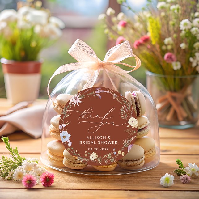 Adesivo Terracotta Elegante Flor de Campo Floral Chá de No (Criador carregado)