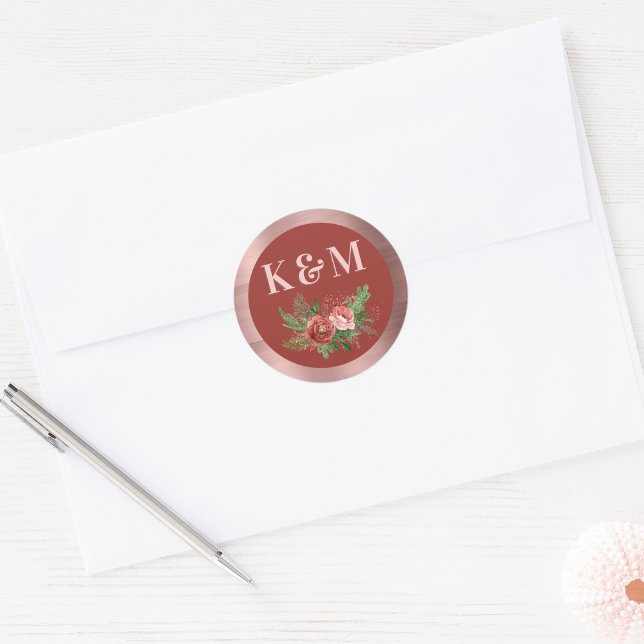 Adesivo Terracotta Floral Blush Pink Monograma (Criador carregado)