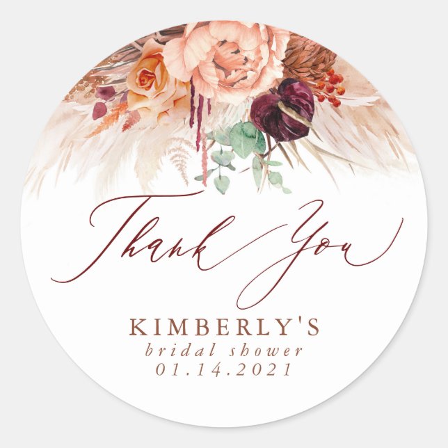 Adesivo Terracotta Floral Pampas Grass Agradecido (Frente)