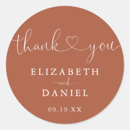 Adesivo Terracotta Heart Script Obrigado Favor De Casament