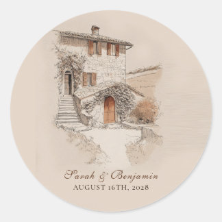 Adesivo Terracotta Italian Villa Sketch Wedding 