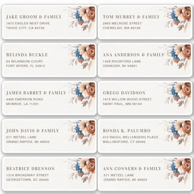 Adesivo Terracotta Marinho Azul Nome do Convidado Endereço (Frente)