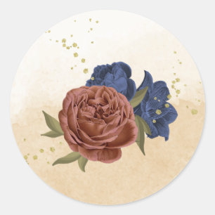 Adesivo terracotta marinho azul verde floral