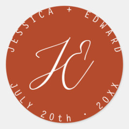 Adesivo Terracotta Monograma Simples Script Mínimo Moderno