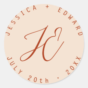 Adesivo Terracotta Monograma Simples Script Mínimo Moderno