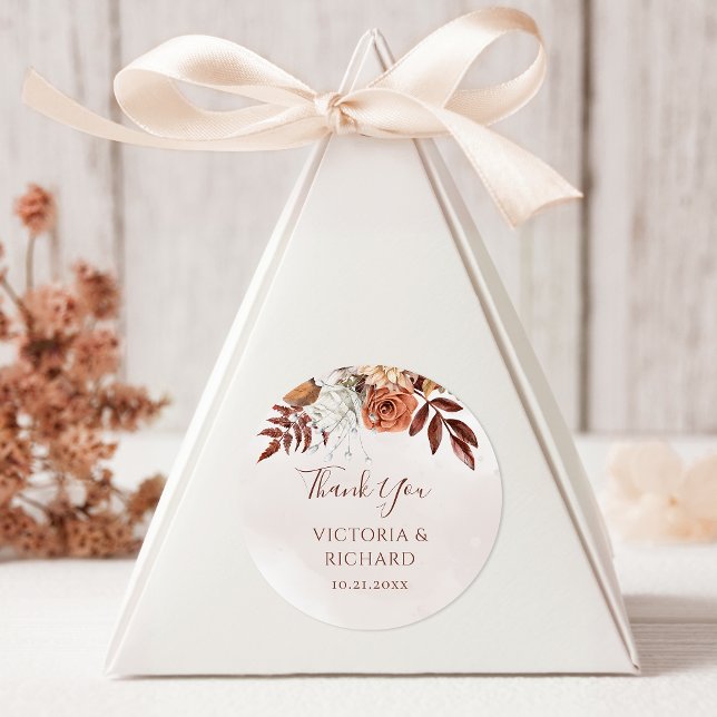 Adesivo Terracotta Rust Flores Boho Fall Foliage Casamento (Criador carregado)