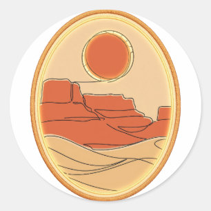 Adesivo Terracotta Sol do Deserto — Arte Linear Minimalist