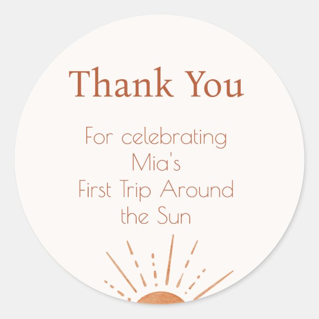 Adesivo Terracotta Sun Primeira Viagem Em Volta Obrigado S (Frente)