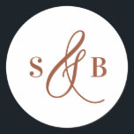 Adesivo Terracotta Whimsical Calliografia Monograma de Cas<br><div class="desc">Adicione um toque encantador à sua papelaria de casamento ou favores com este adesivo de casamento com uma cartaz de caligrafia. Projetado com um talento romântico mas moderno, este adesivo é perfeito para selar envelopes, decorar caixas de favor ou adicionar um detalhe personalizado para bolsas de boas-vindas e muito mais....</div>