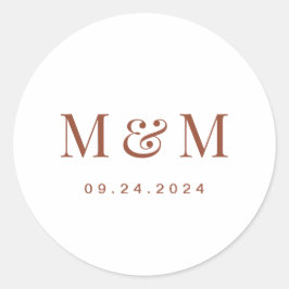Adesivo Terracotta & White Monogram Typography Wedding