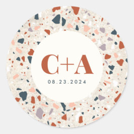 Adesivo Terrazzo Slab Wedding Monograma e Data
