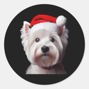 Adesivo Terrier Branco do West Highland com Chapéu de Papa