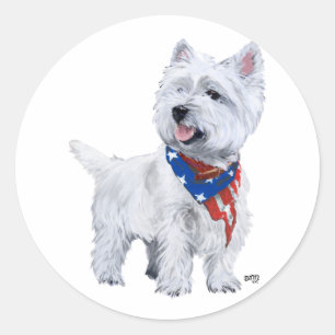 Adesivo Terrier Branco do West Highland Patriótico