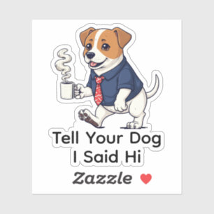 Adesivo Terrier Jack Russell engraçado terno de negócios c