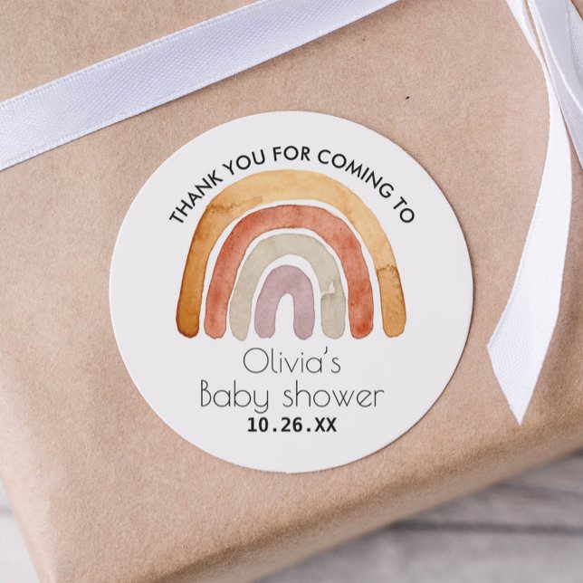 Adesivo Terthy Tone Boho Rainbow Obrigado Chá de fraldas (Criador carregado)