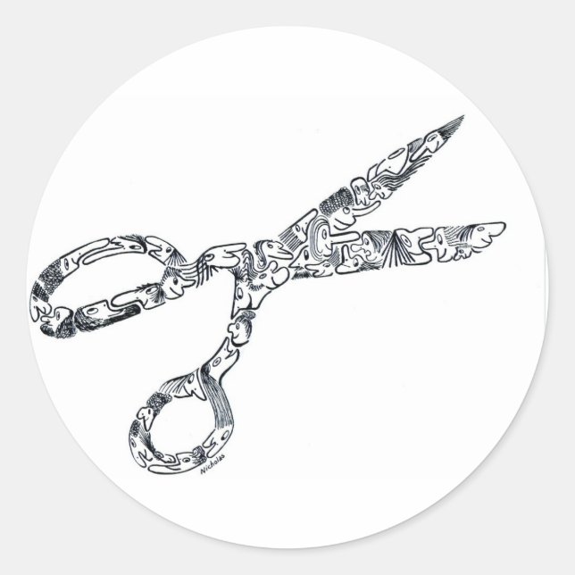 Adesivo Tesoura com cortes de cabelo (Frente)