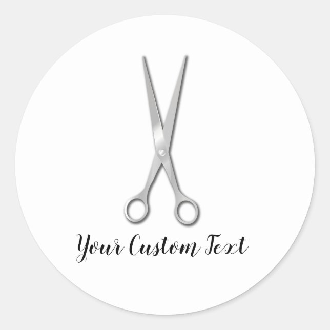 Adesivo Tesoura De Estilhador De Cabelo De Salão Metálico  (Frente)