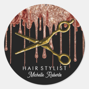 Adesivo Tesoura Dourada Personalizada Hair Salon Clas