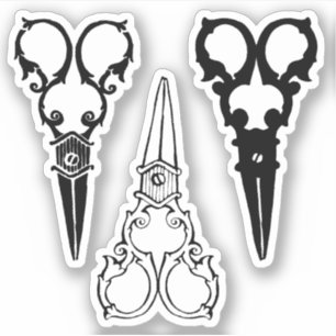 Adesivo Tesoura ornamentada antiga três pares