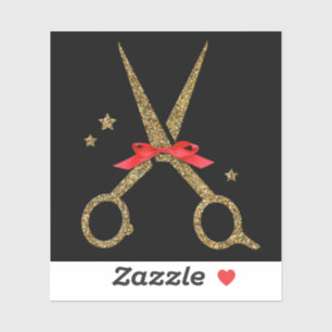 Adesivo tesoura Ouro reluzente - Estilista de cabelos