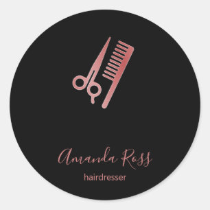 Adesivo tesoura rosa dourada e preto-de-pente