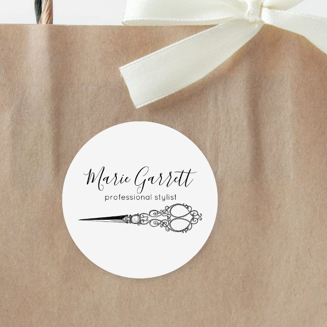 Adesivo Tesoura Vintage Salon Business (Criador carregado)