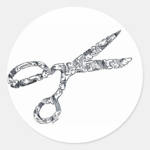 Adesivo Tesouras com cortes de cabelo