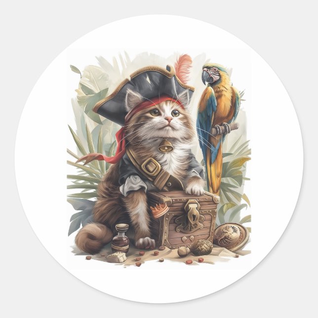 Adesivo Tesouro de Gato Pirata (Frente)