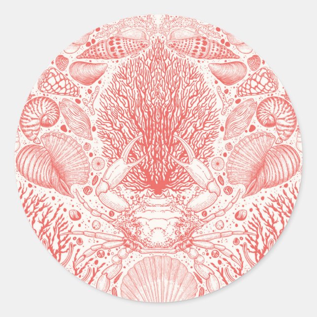 Adesivo Tesouros de praia em vermelho-coral (Frente)