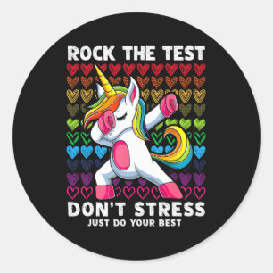 Adesivo Test Day Rock The Test Dabbing Unicorn Boys Girls