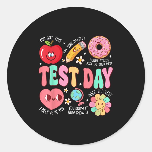 Adesivo Test Day Rock The Test Testing Day Motivational Te (Frente)