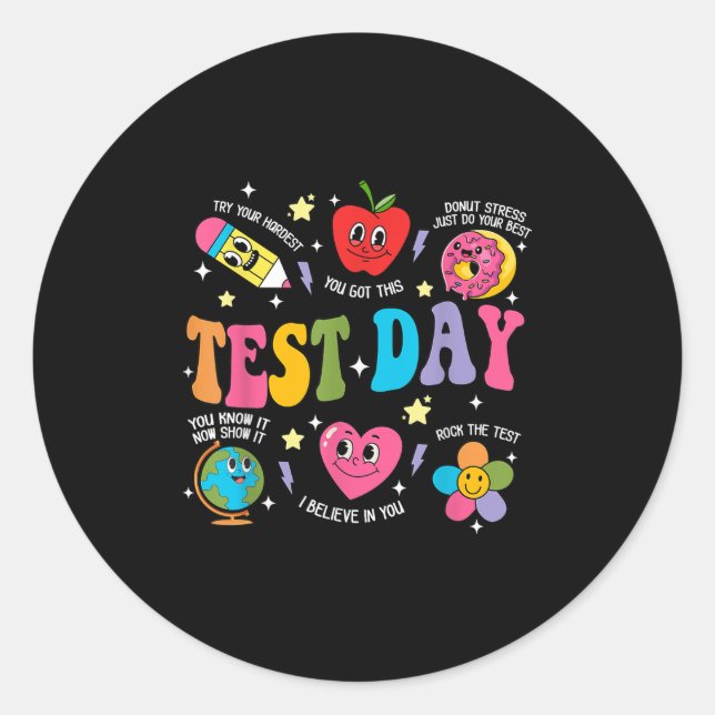 Adesivo Test Day Rock The Test Testing Day Motivational Te (Frente)
