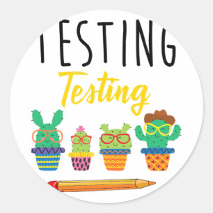 Adesivo Testando Estudantes do Dia de Teste do Cactus Cute