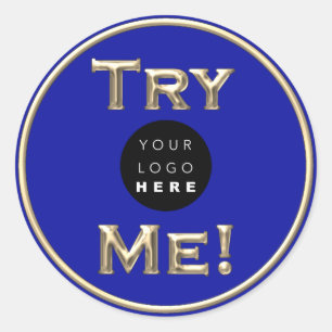 Adesivo Teste o logotipo Exemplo de teste Dourado Blue Sma