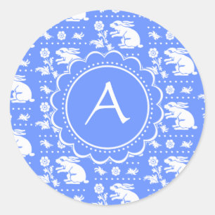 Adesivo Teste padrão azul e branco do estilo do vintage