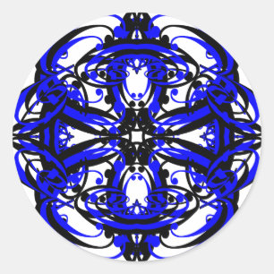 Adesivo Teste padrão azul preto branco do abstrato do