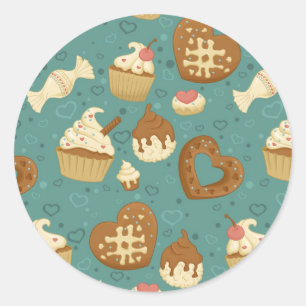 Adesivo Teste padrão com cupcakes e doces