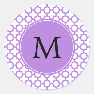 Adesivo Teste padrão de Quatrefoil da lavanda do monogram