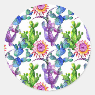 Adesivo Teste padrão do cacto do Wildflower da aguarela
