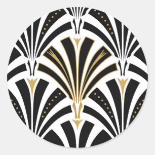 Adesivo Teste padrão do fã do art deco - preto e branco