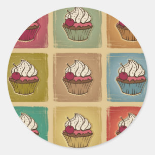 Adesivo Teste padrão do vintage feito dos cupcakes