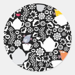 Adesivo Teste padrão dos pássaros e dos copos